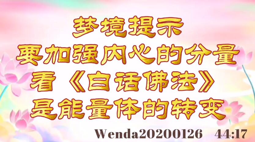 梦境提示要加强内心的分量；看《白话佛法》是能量体的转变 wenda20200126_4