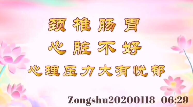 颈椎、肠胃、心脏不好，心理压力大，有忧郁 zongshu20200118_0629