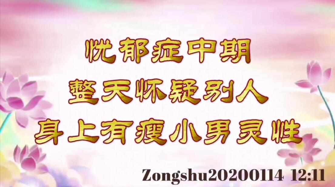 忧郁症中期，整天怀疑别人；身上有瘦小男灵性 zongshu20200114_1211