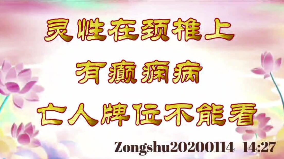 灵性在颈椎上，有癫痫病；亡人牌位不能看 zongshu20200114_1427