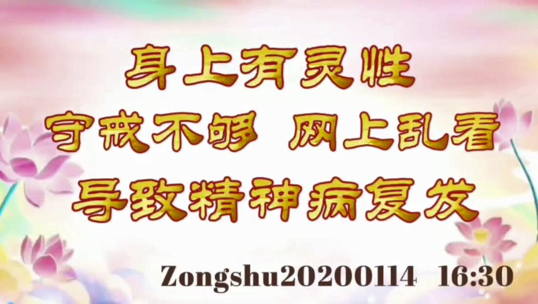身上有灵性，守戒不够、网上乱看导致精神病复发 zongshu20200114_1630