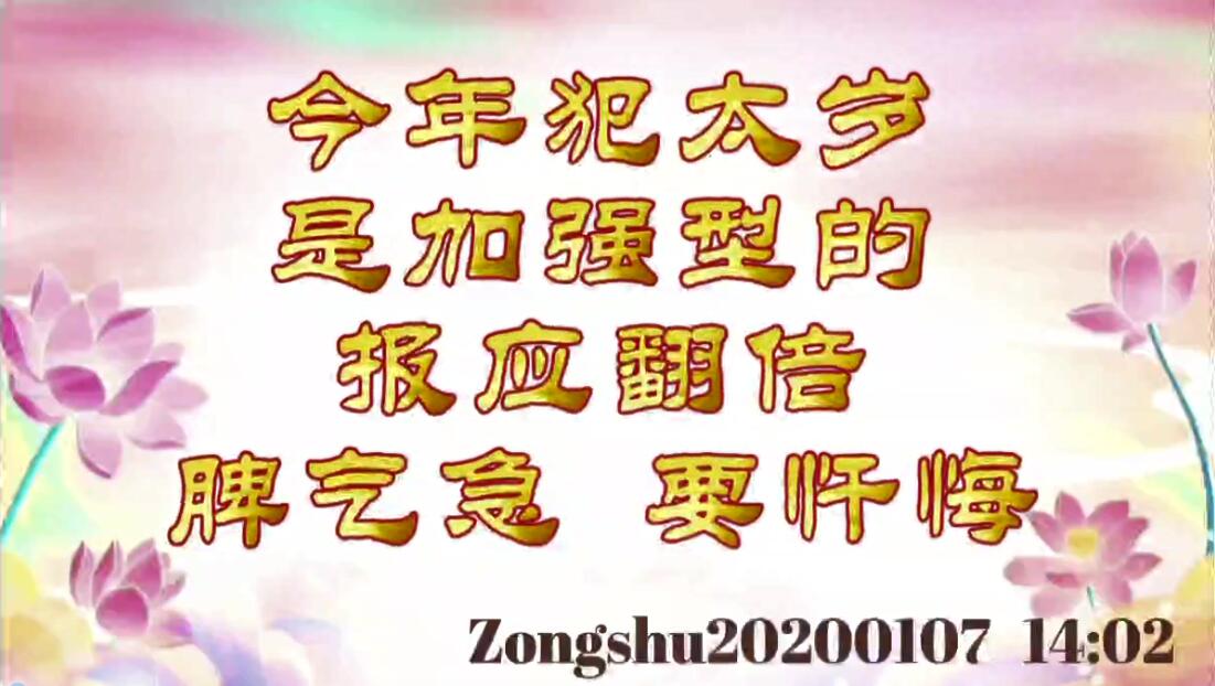 今年犯太岁是加强型的，报应翻倍；脾气急，要忏悔 zongshu20200107_140